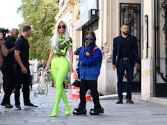 Before filming North West's "Mommy Grinch" TikTok video, Kim Kardashian and North West were seen tog...