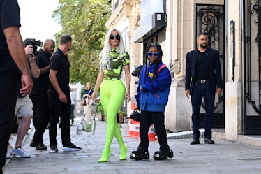 Before filming North West's "Mommy Grinch" TikTok video, Kim Kardashian and North West were seen tog...