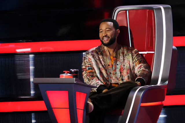 THE VOICE -- "The Battles Part 3" Episode 2210 -- Pictured: John Legend -- John Legend's kids visite...