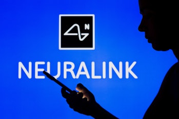 BRAZIL - 2022/05/02: In this photo illustration, the Neuralink logo is seen in the background of a s...