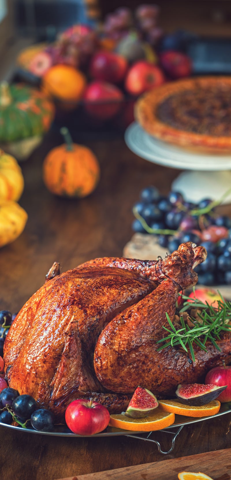 Traditional stuffed turkey with side dishes for Thanksgiving celebration