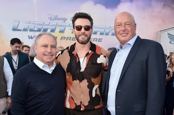 LOS ANGELES, CALIFORNIA - JUNE 08: (L-R) Alan Bergman, Disney Studios Content Chairman, Chris Evans ...