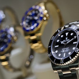 A view of watches by Swiss watchmaker Rolex during the media day of the 42nd edition of the 'Baselwo...