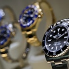 A view of watches by Swiss watchmaker Rolex during the media day of the 42nd edition of the 'Baselwo...
