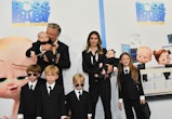 Alec Baldwin (L), wife Hilaria Baldwin (R) and their children attend DreamWorks Animation's "The Bos...