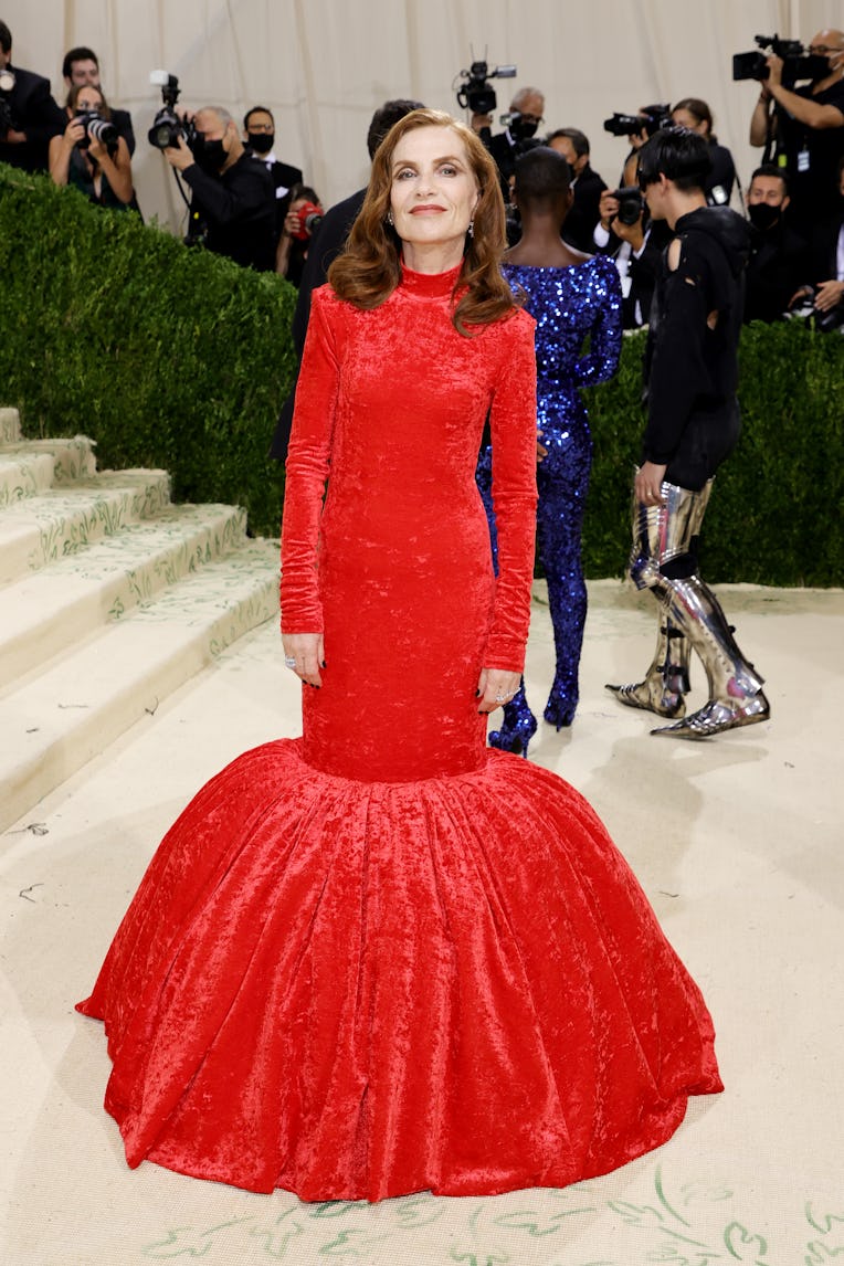 NEW YORK, NEW YORK - SEPTEMBER 13: Isabelle Huppert attends The 2021 Met Gala Celebrating In America...