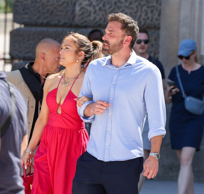Jennifer Lopez, wearing her engagement ring inscribed with a secret message from husband Ben Affleck...