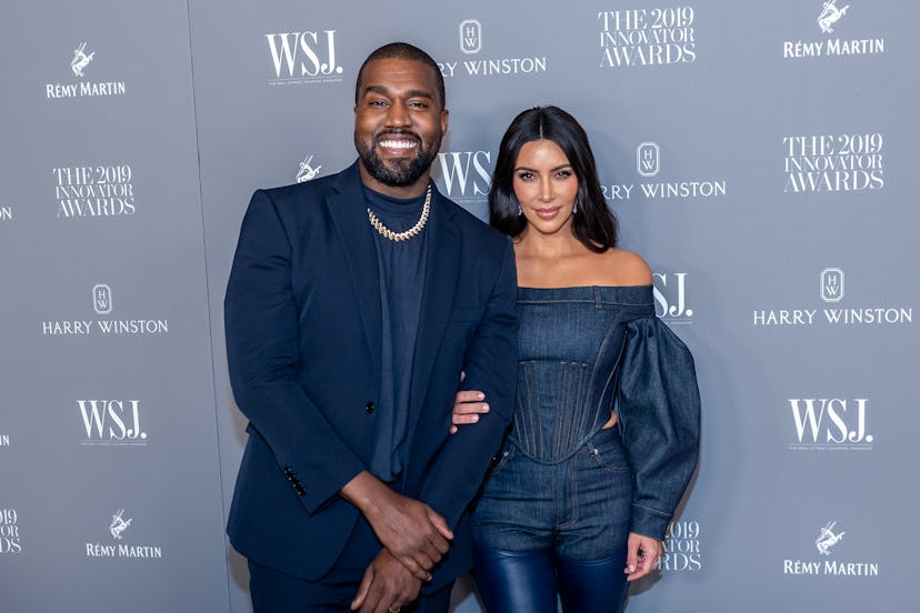 NEW YORK, NEW YORK - NOVEMBER 06: Kanye West and Kim Kardashian attend the WSJ Mag 2019 Innovator Aw…