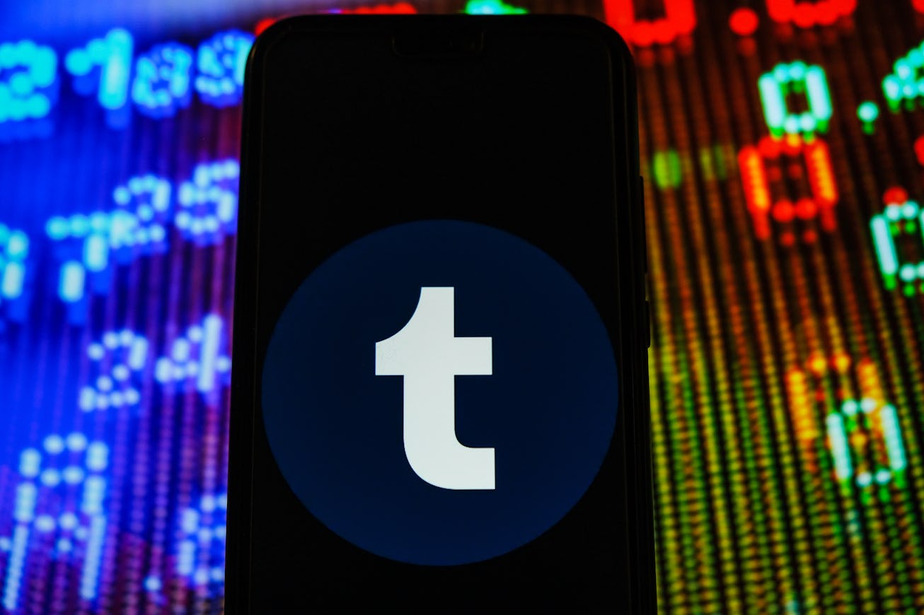 POLAND - 2021/01/05: In this photo illustration, a Tumblr logo seen displayed on a smartphone with s...