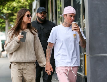 Hailey Bieber and Justin Bieber are seen in Los Angeles, California.
