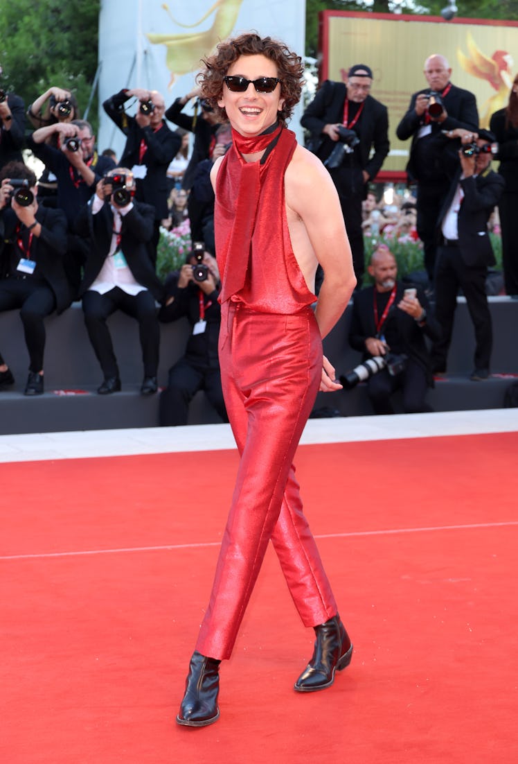 Timothee Chalamet style evolution: Timothee Chalamet attends the "Bones And All" red carpet at the 7...