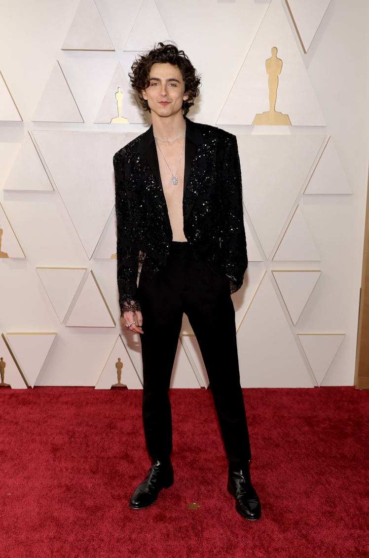 Timothée Chalamet style evolution: Timothée Chalamet attends the 94th Annual Academy Awards at Holly...