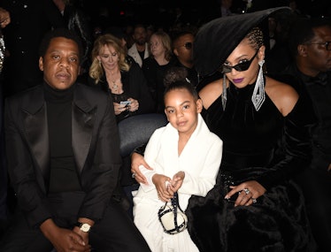 Jay-Z, Blue Ivy and Beyonce  at THE 60TH ANNUAL GRAMMY AWARDS