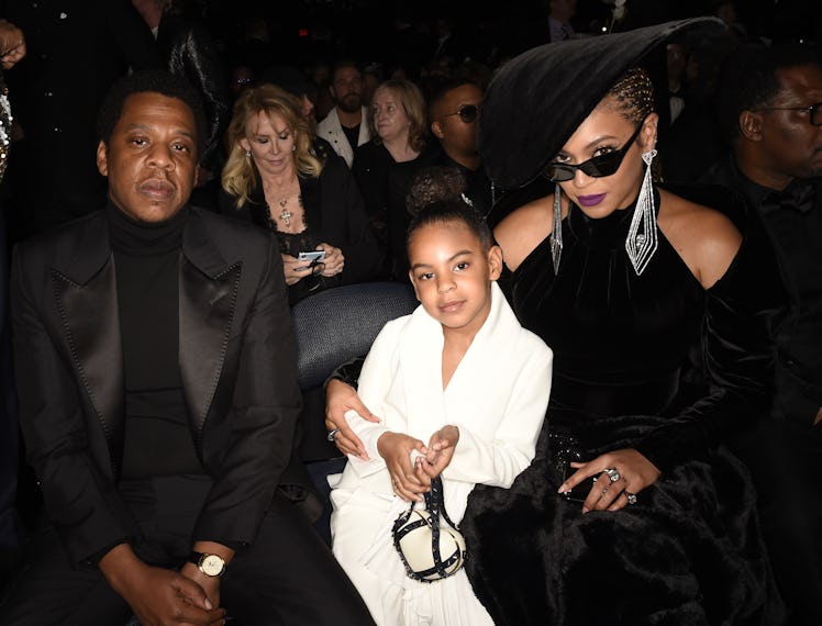 Jay-Z, Blue Ivy and Beyonce at THE 60TH ANNUAL GRAMMY AWARDS
