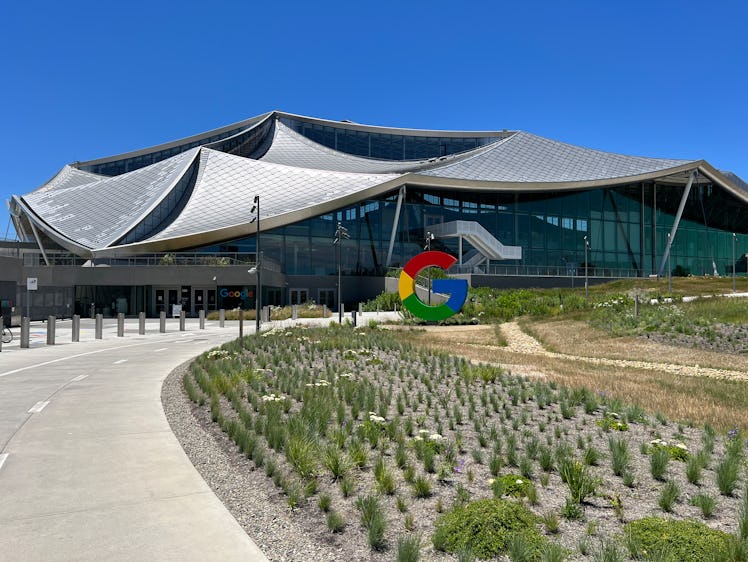 MOUNTAIN VIEW, CA - JUNE 16: A signage is displayed outside Google's new Bay View campus on June 16,...