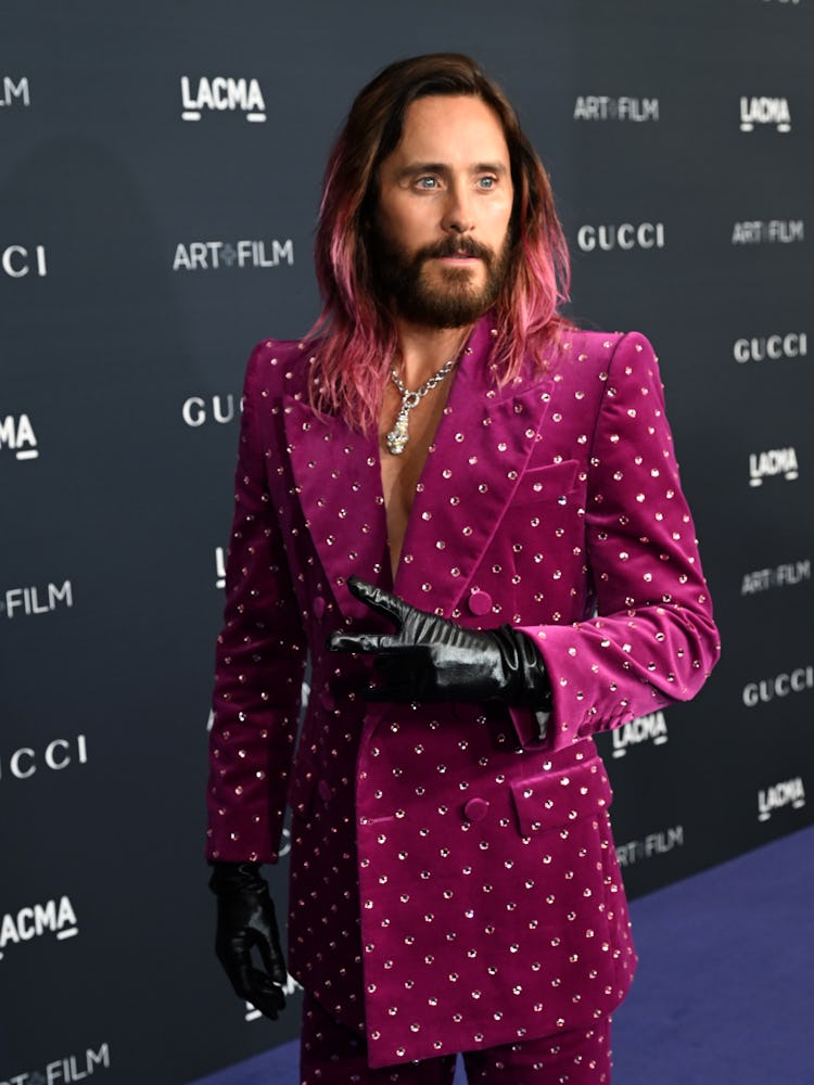 Jared Leto, wearing Gucci, attends the 2022 LACMA ART+FILM GALA