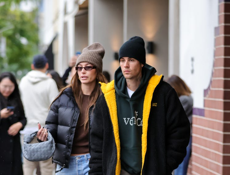 LOS ANGELES, CA - NOVEMBER 07: Hailey Bieber and Justin Bieber are seen on November 07, 2022 in Los ...