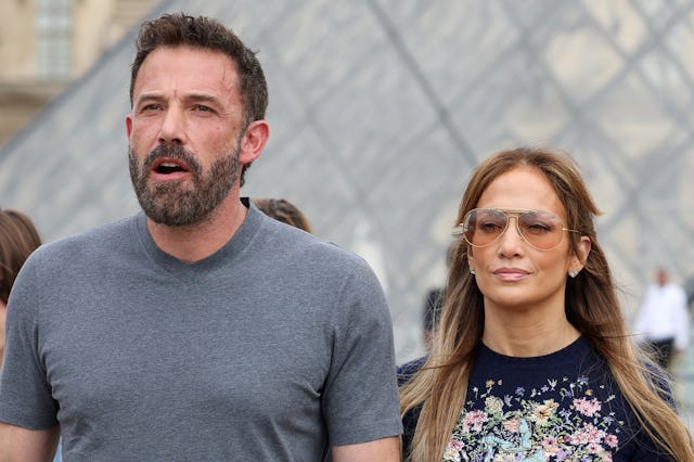 PARIS, FRANCE - JULY 26: Jennifer Lopez and Ben Affleck are seen at the Louvre Museum on July 26, 20...