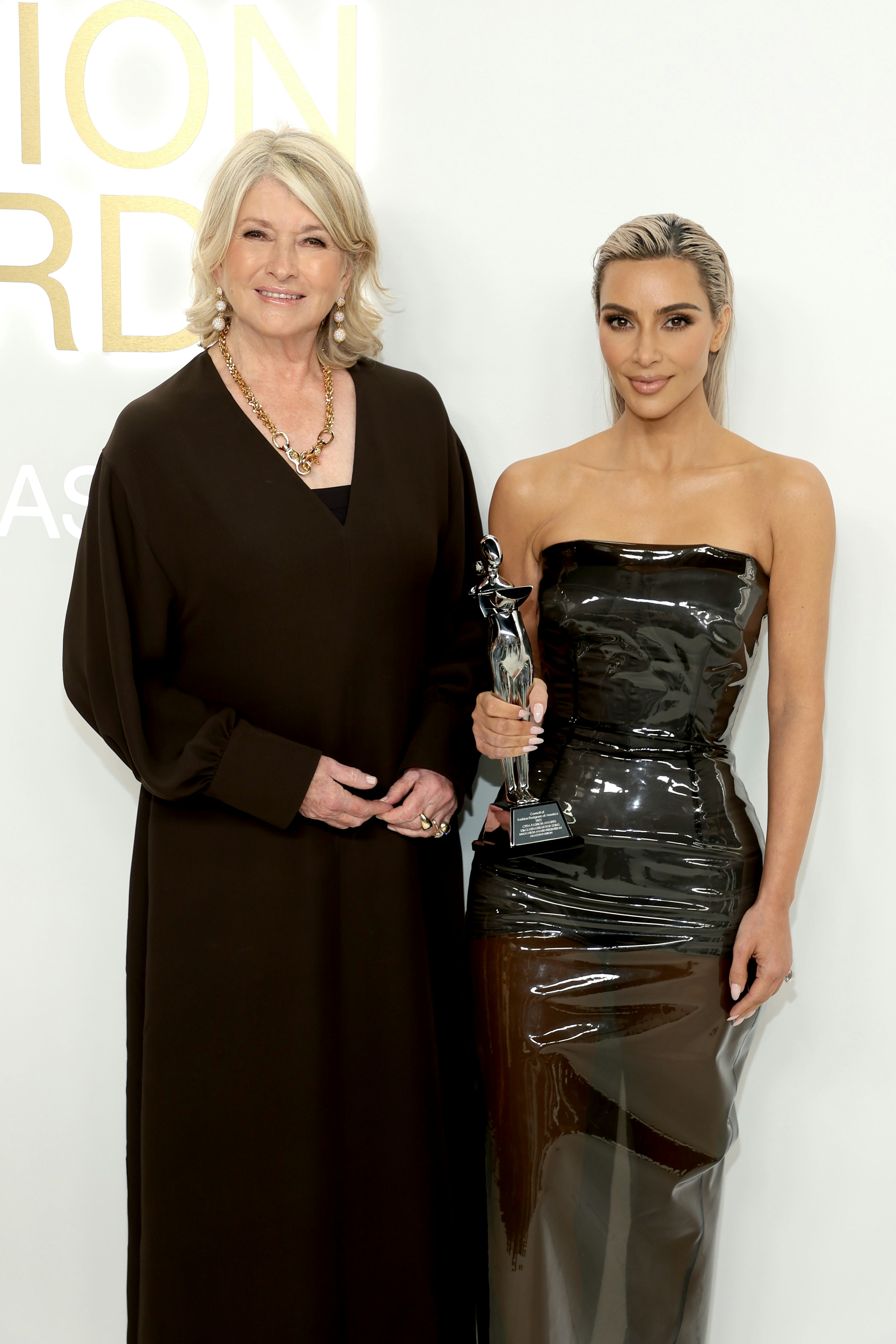 NEW YORK, NEW YORK - NOVEMBER 07: Martha Stewart and Kim Kardashian attend the CFDA Fashion Awards a...