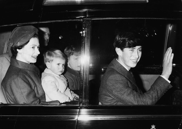 King Charles drives with Queen Elizabeth.