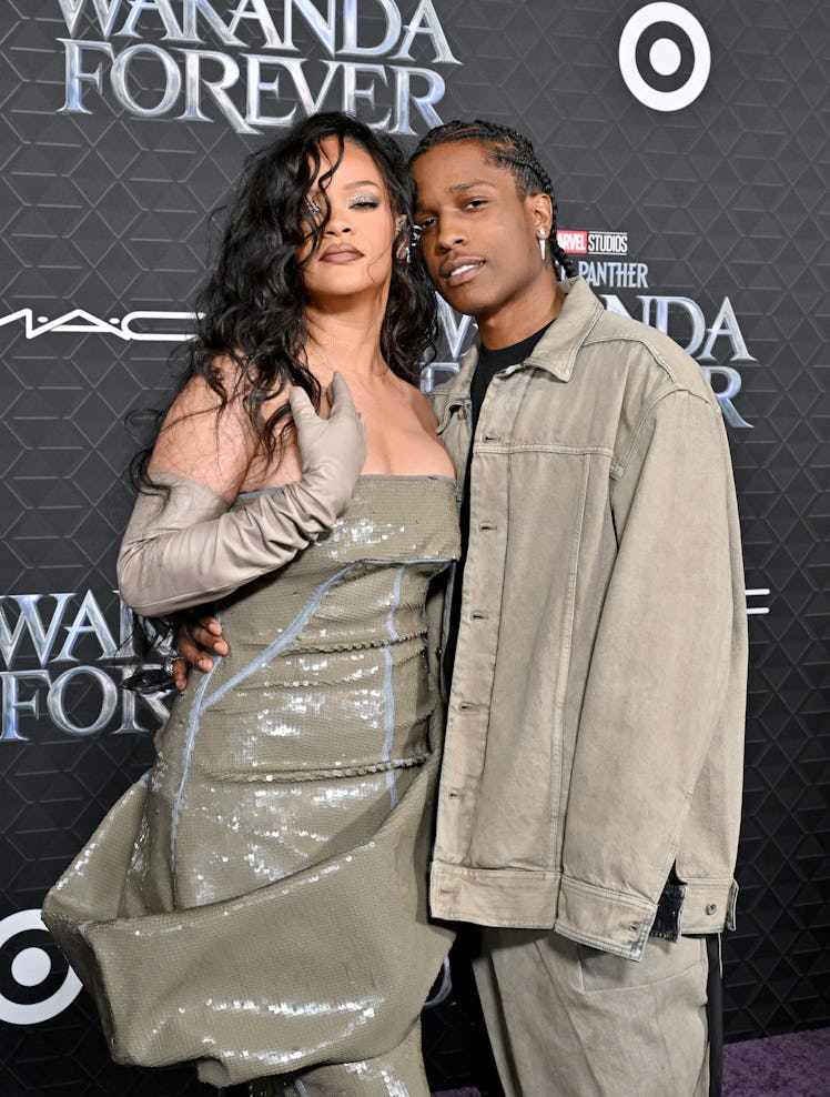 Rihanna's style evolution includes Rihanna and A$AP Rocky's matching outfits seen as the couple atte...