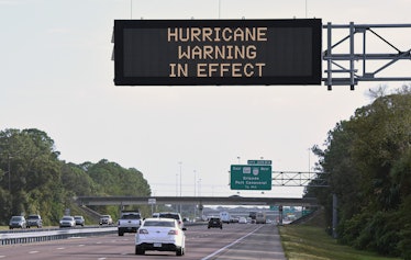COCOA, FLORIDA, UNITED STATES - 2022/11/08: A road sign on I-95 in Cocoa, Florida, advises travelers...