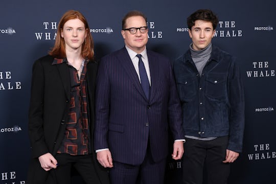 NEW YORK, NEW YORK - NOVEMBER 29: Leland Fraser, Brendan Fraser, and Holden Fraser attend a New York...