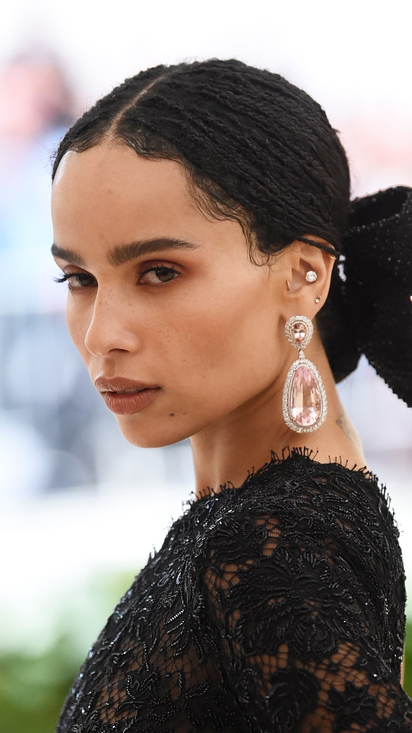 Zoe Kravitz big hair bow at 2018 Met Gala  in New York City.  (Photo by Jamie McCarthy/Getty Images)