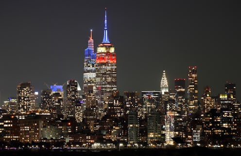 JERSEY CITY, NJ - NOVEMBER 29: The Empire State Building and One Vanderbilt celebrate the victory by...