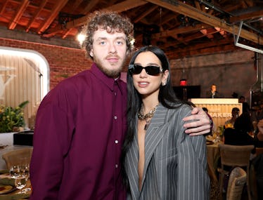 LOS ANGELES, CALIFORNIA - DECEMBER 03: (L-R) Jack Harlow and Dua Lipa attend Variety's Hitmakers Bru...