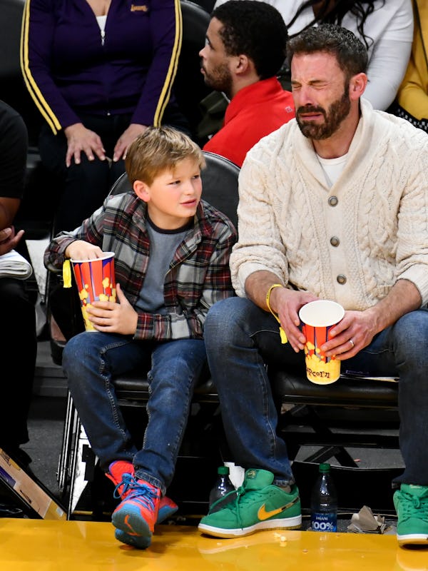LOS ANGELES, CALIFORNIA - DECEMBER 13: Ben Affleck and his son Samuel Garner Affleck attend a basket...