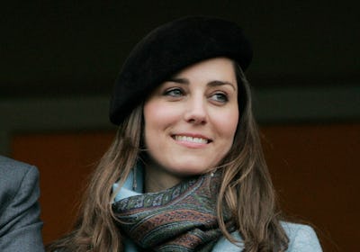 Young Kate Middleton in side bangs and beret in 2006