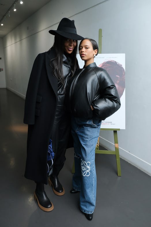 Taylor Russell wearing a black nylon puffer jacket from Loewe.