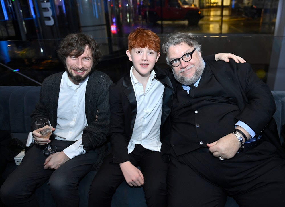 NEW YORK, NEW YORK - DECEMBER 06: (L-R) Patrick McHale, Gregory Mann and Guillermo del Toro attend G...