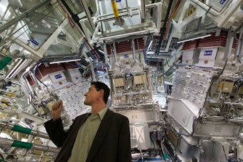 Bruno Van Wonterghem, operations manager, for the National Ignition Facility in front of the target ...
