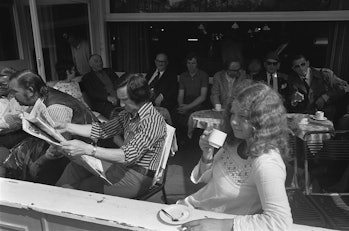 Attached Press Office AD ​​drinking coffee on the terrace on May 21, 1973.  (Photo: Sepia Times/Universa...