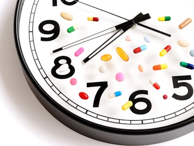 Clock face with pills