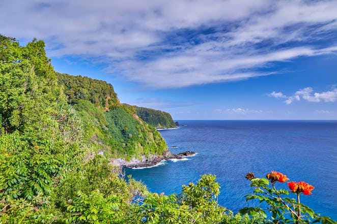 Cliffside Coastal scenery beside the Road To hana,Hana,Maui,Hawaii,USA