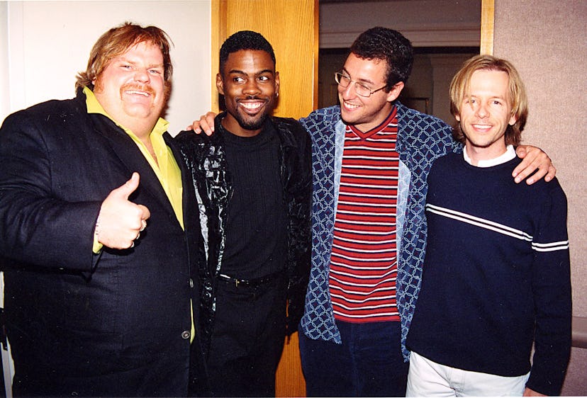 Chris Farley, Chris Rock, Adam Sandler and David Spade (Photo by Jeff Kravitz/FilmMagic, Inc)
