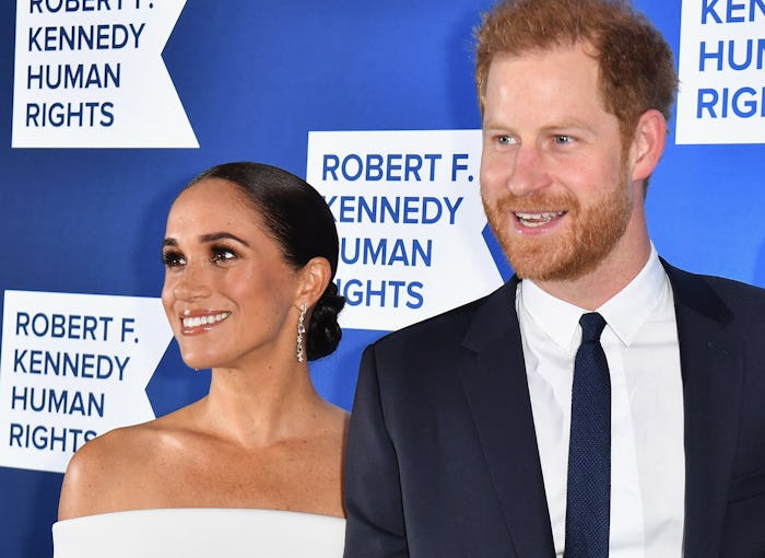 Prince Harry, Duke of Sussex, and Meghan, Duchess of Sussex, arrive at the 2022 Robert F. Kennedy Hu...