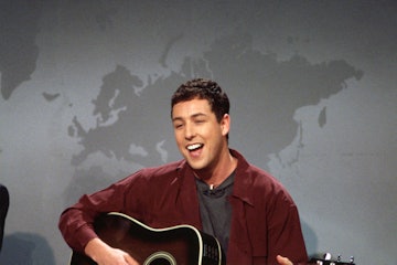 SATURDAY NIGHT LIVE -- Episode 7 -- Air Date 12/03/1994 -- Pictured: Adam Sandler performs 'The Chan...