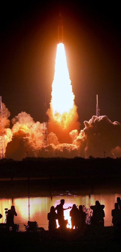 NASA&apos;s Artemis 1 lifts off from launch pad 39-B at Kennedy Space Center, Florida, carrying the ...