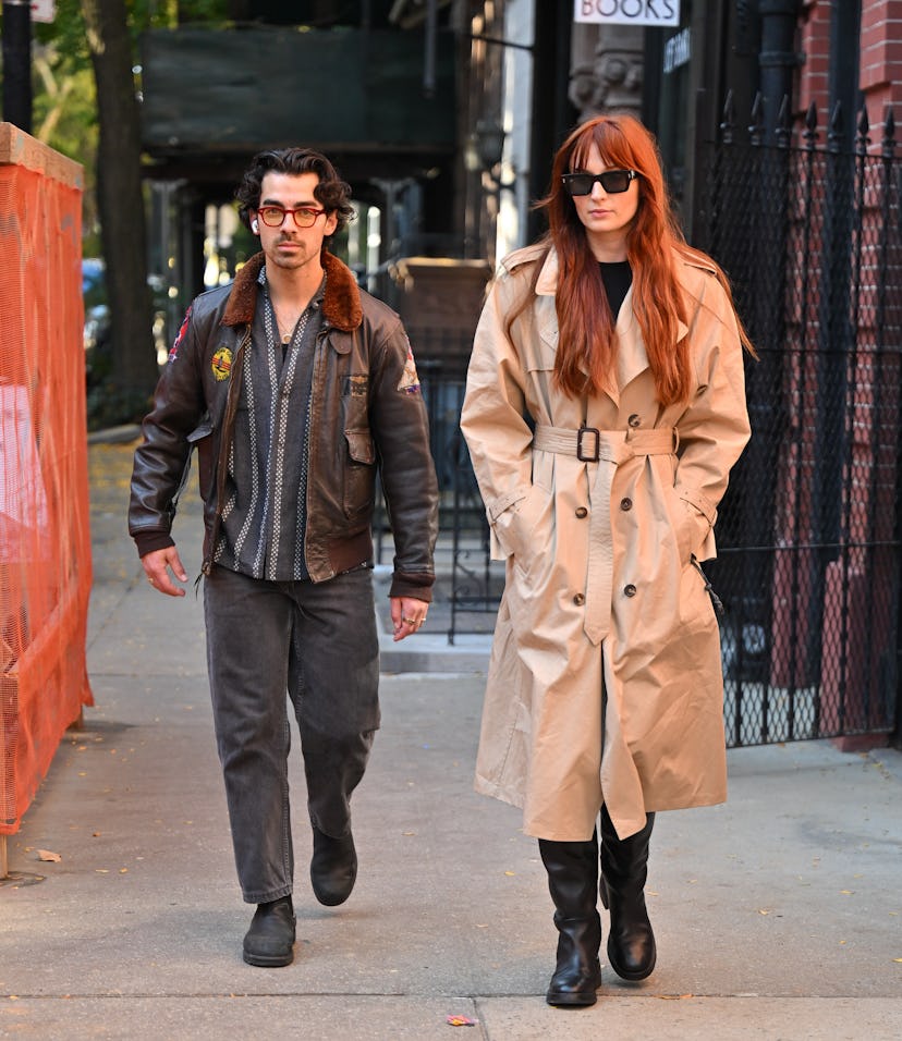 NEW YORK, NEW YORK - NOVEMBER 03: Joe Jonas and Sophie Turner are seen on the streets of the West Vi...