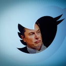 Twitter owner Elon Musk is seen with a Twitter logo in this photo illustration in Warsaw, Poland on ...