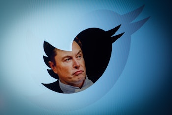 Twitter owner Elon Musk is seen with a Twitter logo in this photo illustration in Warsaw, Poland on ...