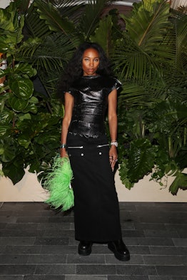 Zerina Akers wearing a black outfit from Burberry at the Miami Art Basel 2022.