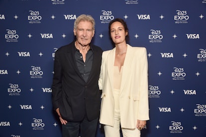 ANAHEIM, CALIFORNIA - SEPTEMBER 10: (L-R) Harrison Ford and Phoebe Waller-Bridge attend D23 Expo 202...