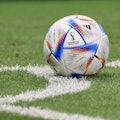AL WAKRAH, QATAR - NOVEMBER 30: A soccer ball is seen during the FIFA World Cup Qatar 2022 Group D m...