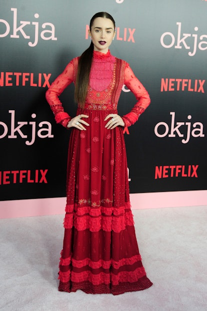 Lily Collins attends Netflix hosts the New York Premiere of "Okja" at AMC Lincoln Square Theater on ...