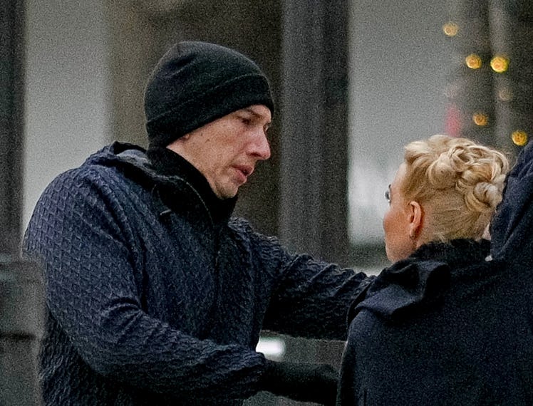 ATLANTA, GEORGIA - DECEMBER 19: Adam Driver and Aubrey Plaza are seen on set for "Megalopolis" on De...